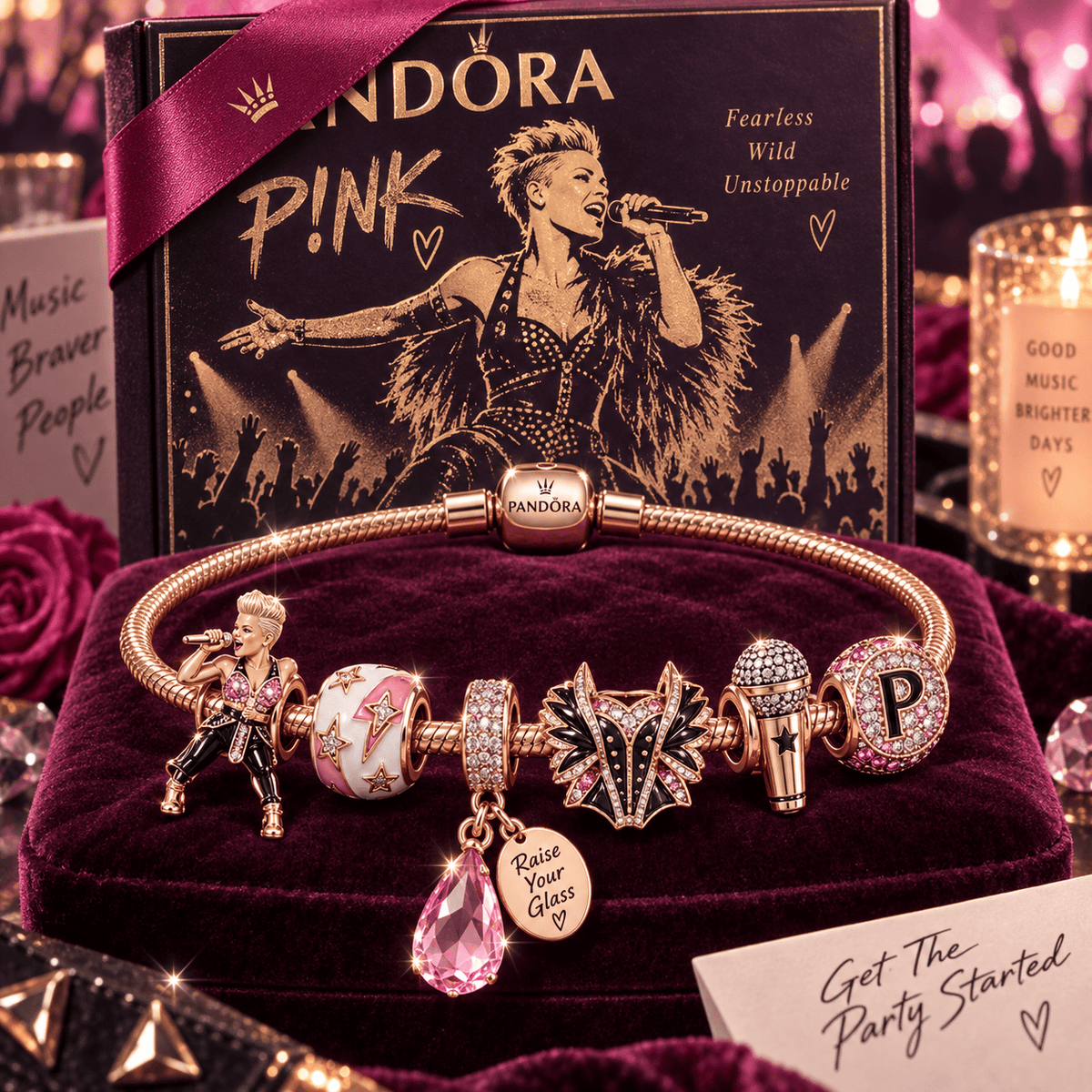 PNKN Gold Charm Bracelet Set PNPA