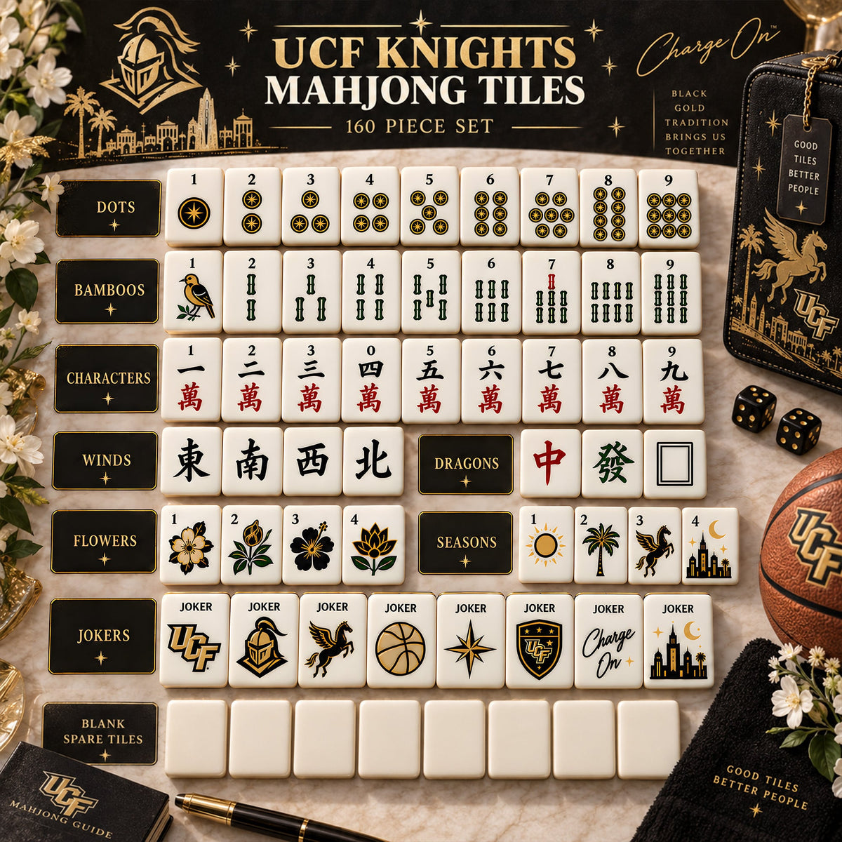 Premium UCF Mahjong Tiles Set TNSM