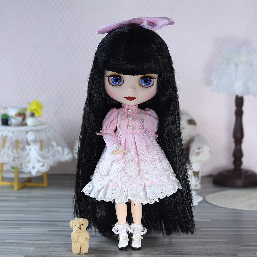 ICY DBS Blyth Doll 1/6 Joint 30cm White Skin Black Hair Set Doll BJD Toy Fashion Gift