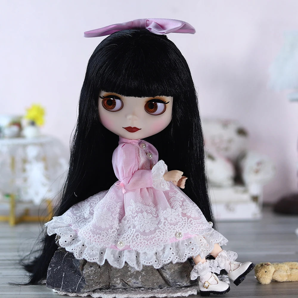 ICY DBS Blyth Doll 1/6 Joint 30cm White Skin Black Hair Set Doll BJD Toy Fashion Gift