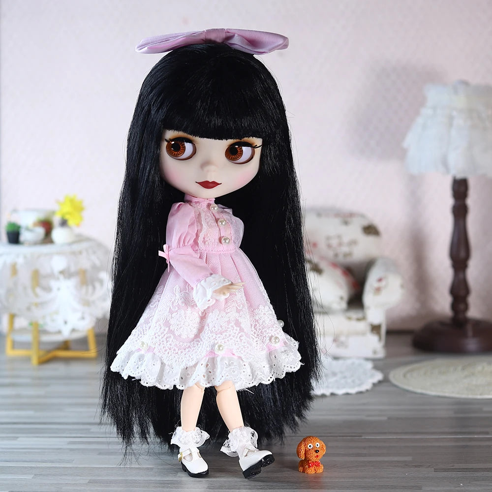 ICY DBS Blyth Doll 1/6 Joint 30cm White Skin Black Hair Set Doll BJD Toy Fashion Gift