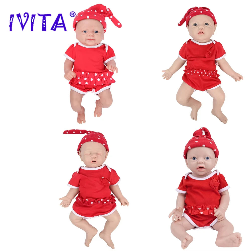 IVITA 100% Full Body Silicone Reborn Baby Dolls Painted Realistic Baby Doll Wholesale Lifelike Toys for Children Christmas Gift