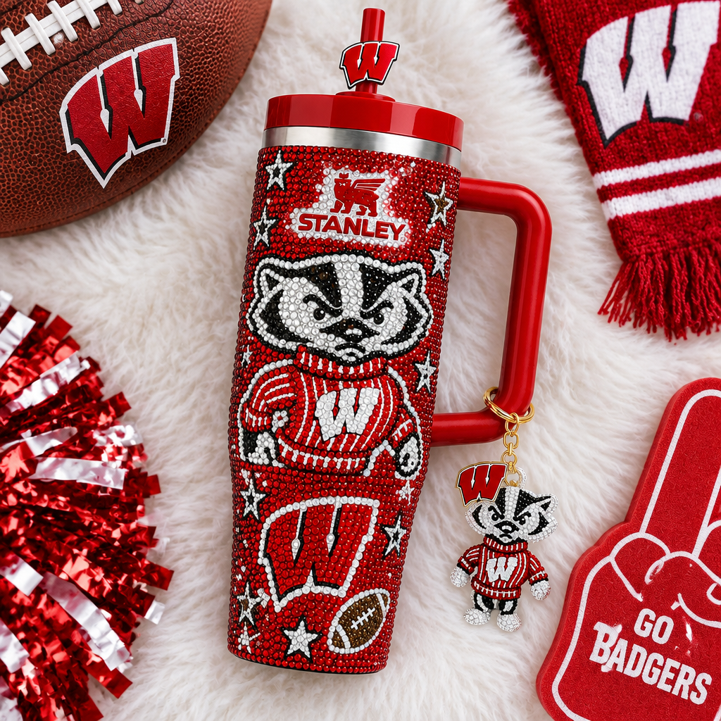 Wisconsin Badgers 40oz Tumbler With Handle TTNL